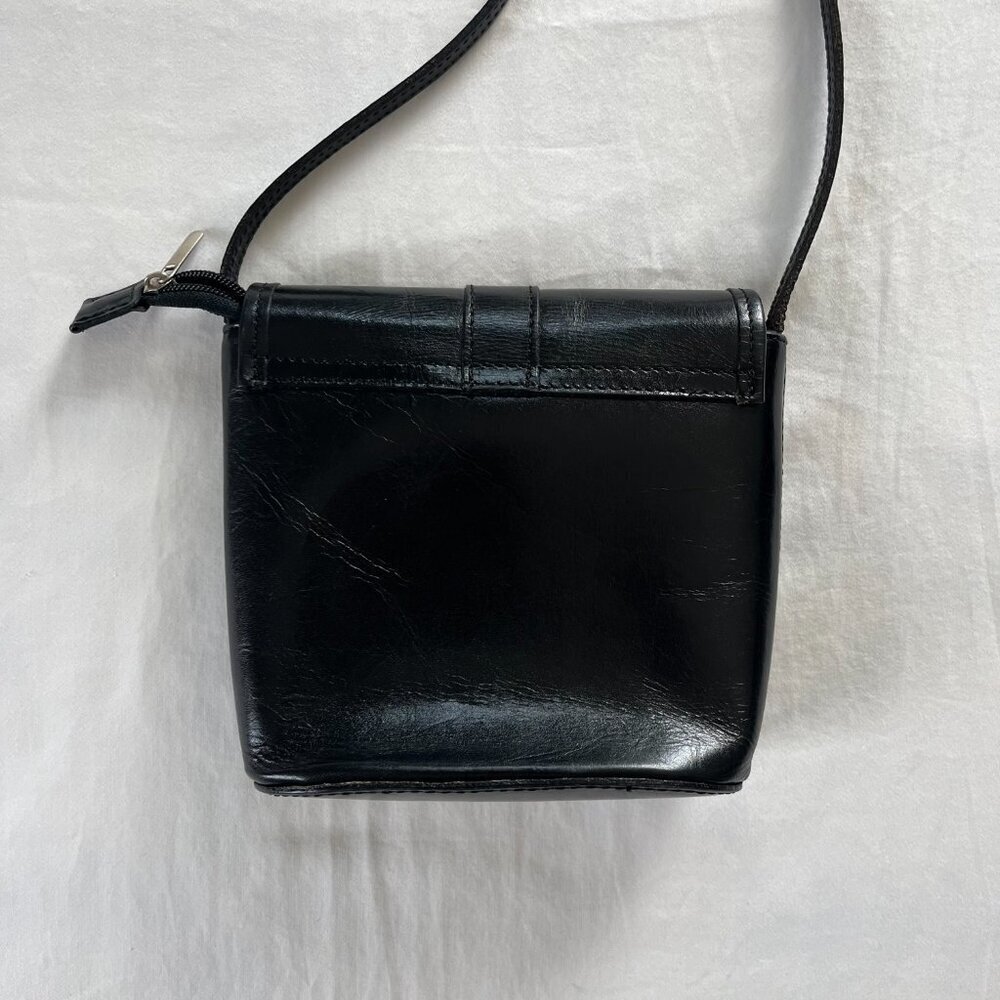 Vera Pelle Black Leather Crossbody Purse Made in Italy - Picture 7 of 9